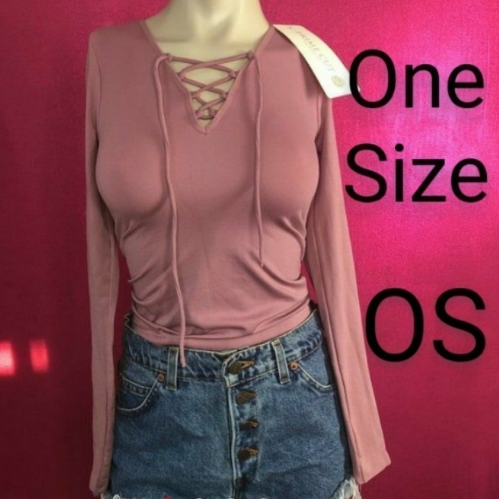 🆕Mauve Crisscross Long Sleeve Nylon Top Size OS
